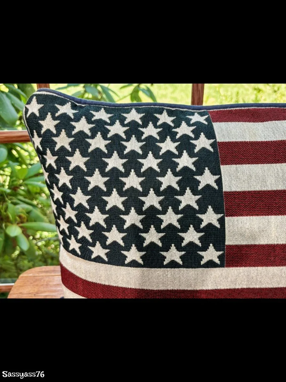 🆕VTG▪️80's 90's Patriotic Tapestry AMERICAN FLAG Decorative Flag Accent Pillow